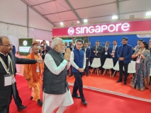Hon'ble Prime Minister, Shri Narendra Modi at Singapore pavilion