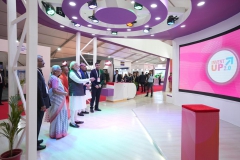 Prime Minister Shri Narendra Modi, U.P. Governor Smt. Anandiben Patel, Union Defense Minister Shri Rajnath Singh and U.P. Chief Minister Shri Yogi Adityanath during the inauguration of the Global Investors Summit on 10 February, 2023 in Lucknow.